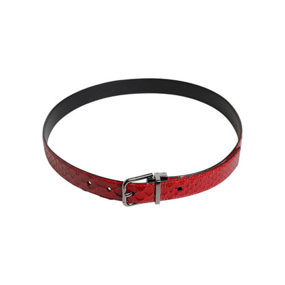 Dolce & Gabbana Red Exotic Leather Brass Metal Buckle Belt