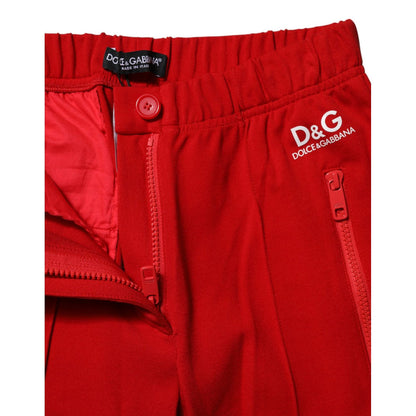 Dolce & Gabbana Red Mid Waist Slim Fit Pants