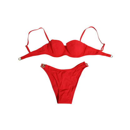 Dolce & Gabbana Red Nylon Swimsuit 2 Piece Top Bottom Swimwear