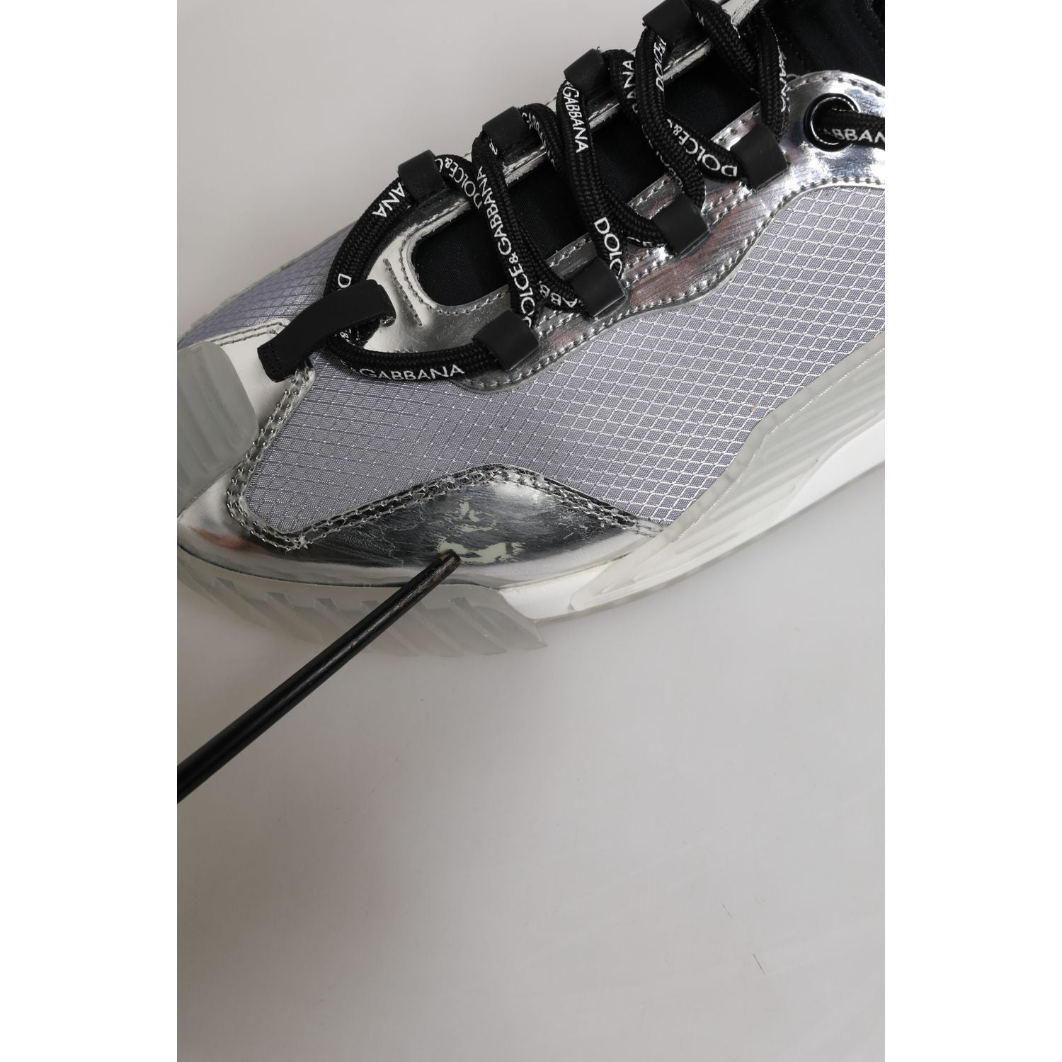 Dolce & Gabbana Silver Black Nylon NS1 Low Top Men Sneakers Shoes