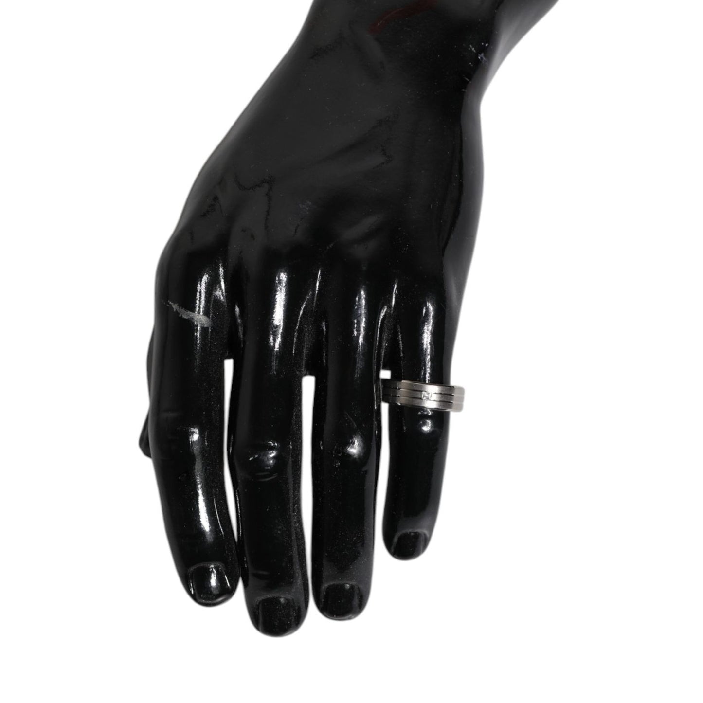 Dolce & Gabbana Silver Tone Brass Clear Crystal DG Logo Ring