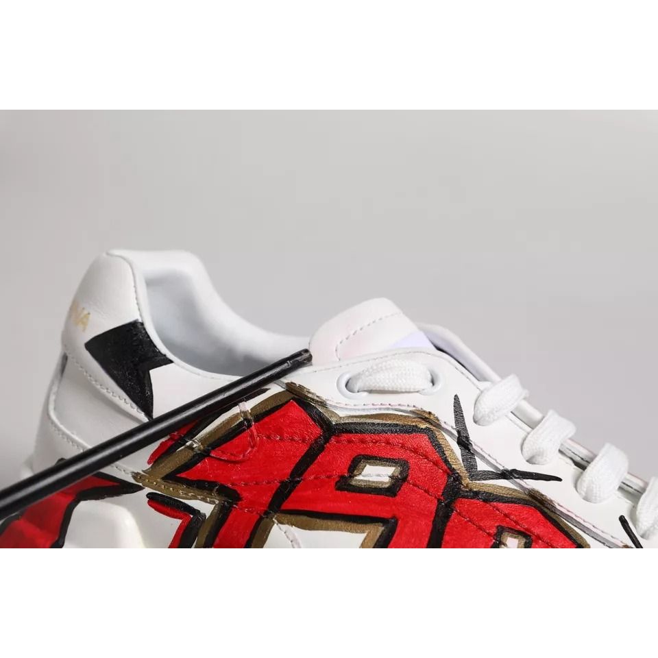 Dolce & Gabbana White Daymaster Hand Painted Sneakers Shoes