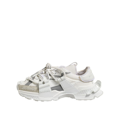 Dolce & Gabbana White Gray Low Top Space Sneakers Shoes