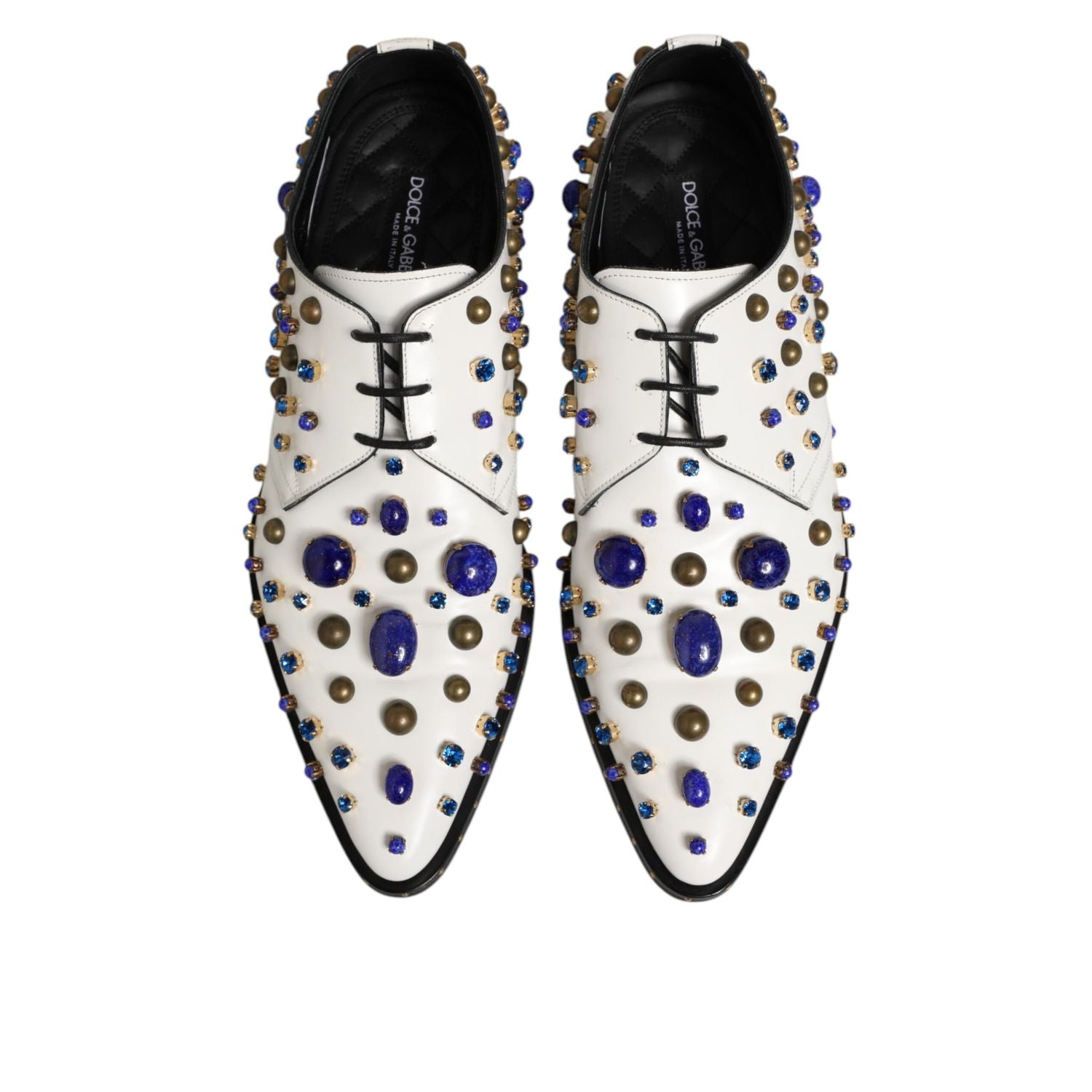 Dolce & Gabbana White Leather Crystals Embellished Dress  Shoes