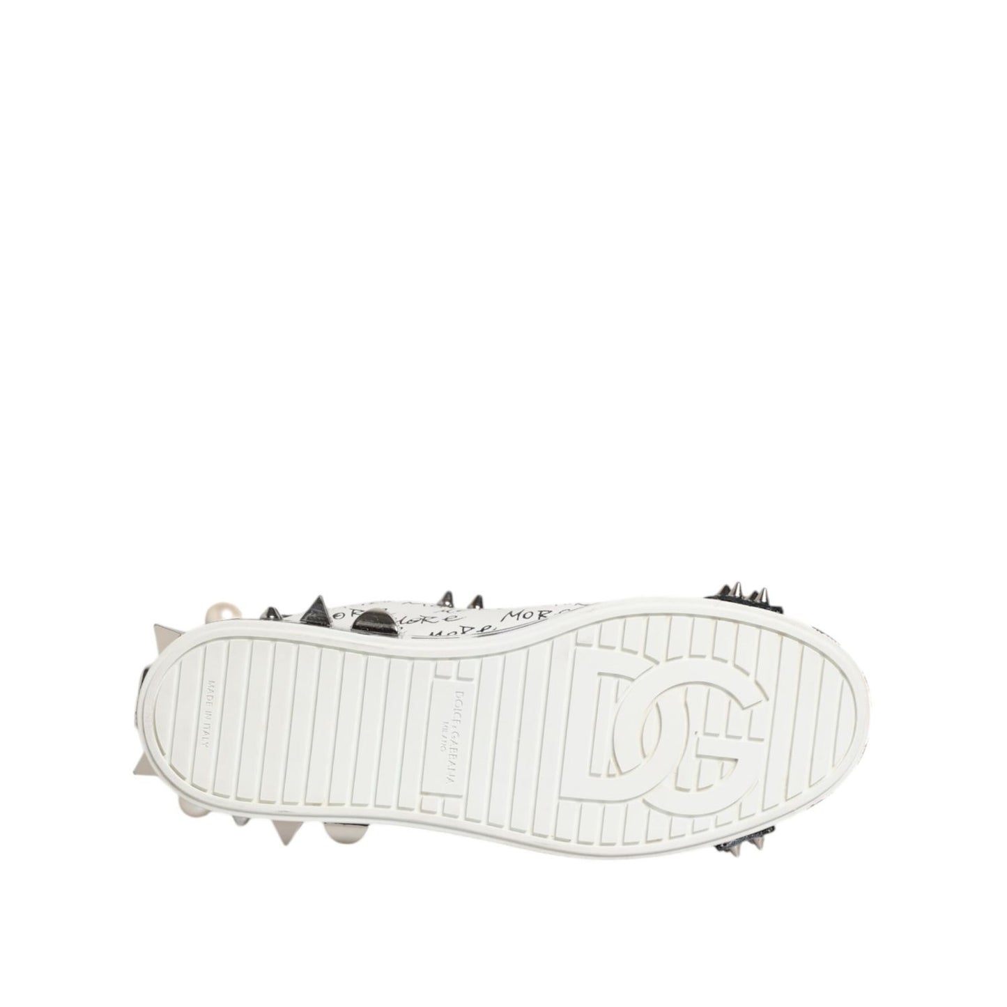 Dolce & Gabbana White Portofino Studded Men Sneakers Shoes
