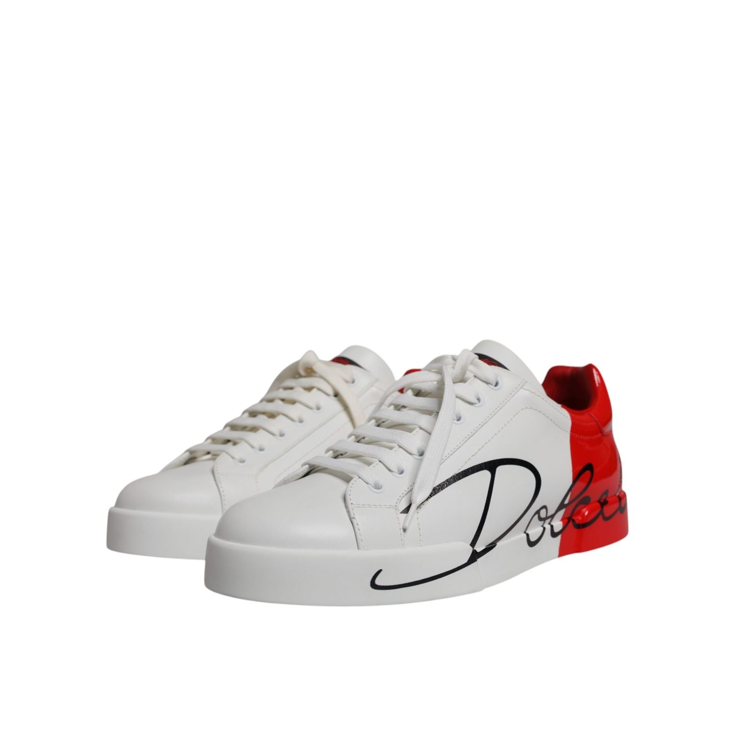 Dolce & Gabbana White Red Portofino Low Top Men Sneakers Shoes