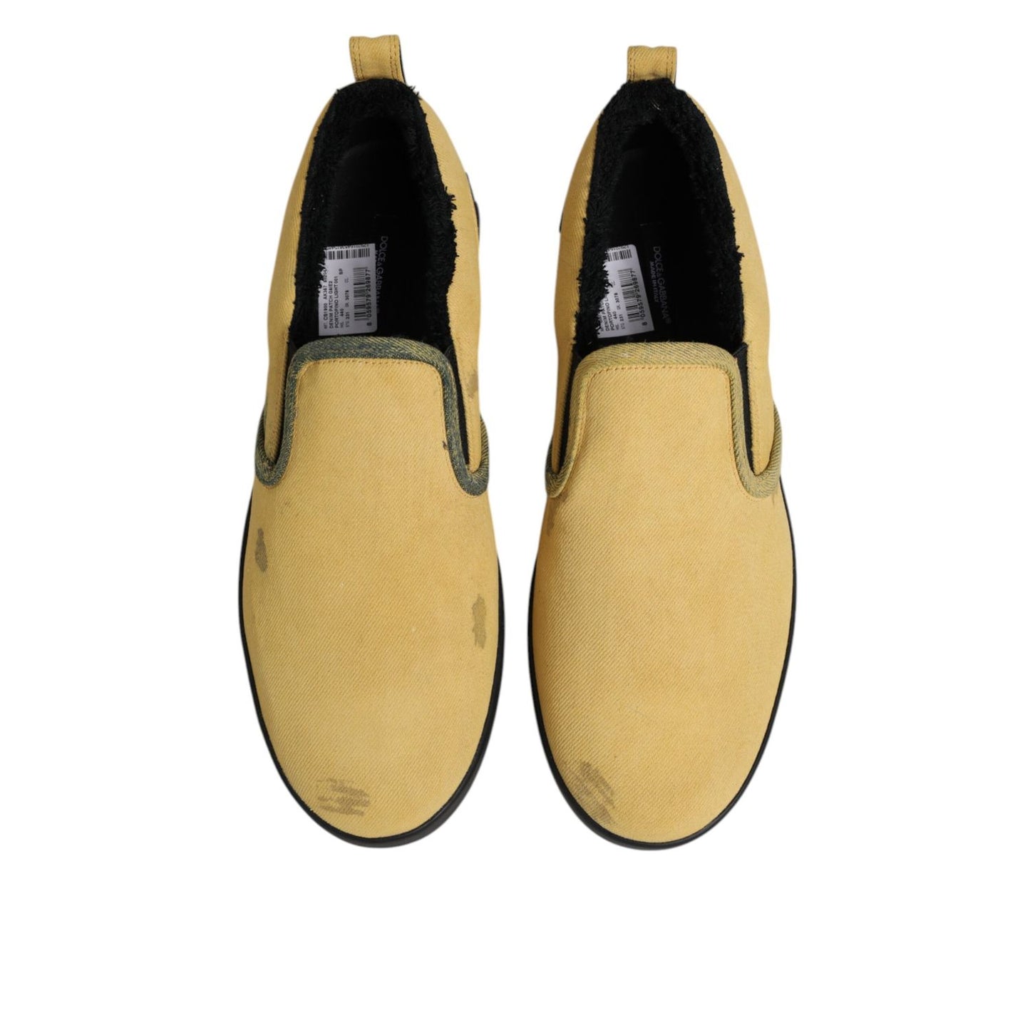 Dolce & Gabbana Yellow Cotton Low Top Slip On Sneakers Shoes Dolce & Gabbana