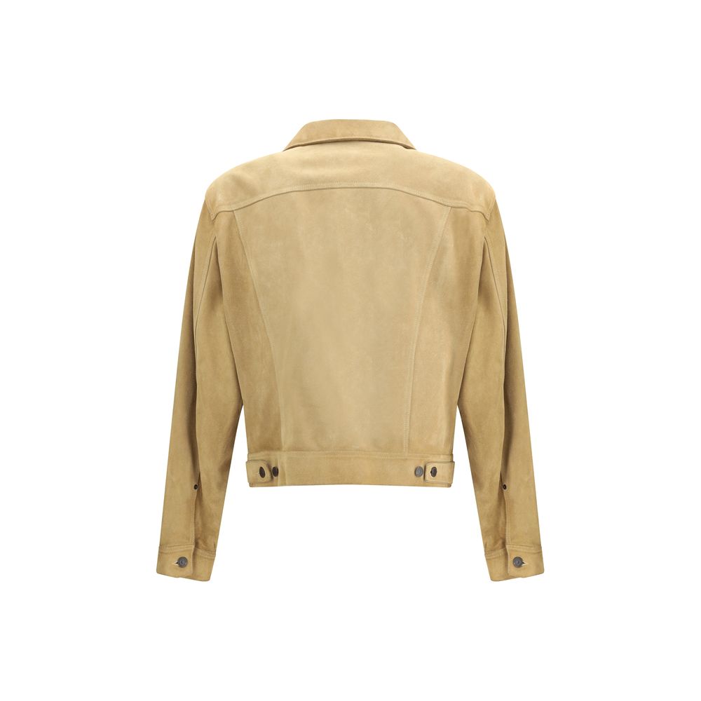 Dsquared² Beige Leather Denim Jacket Dsquared²