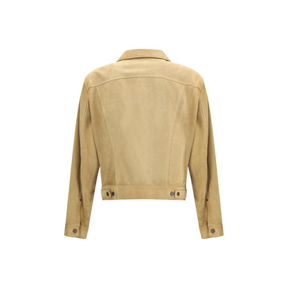 Dsquared² Beige Leather Denim Jacket Dsquared²