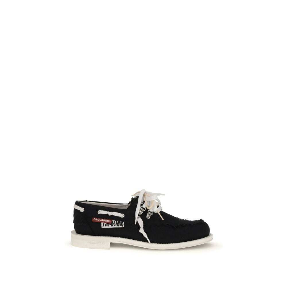 Dsquared² Black Cotton Slip-On Loafers Dsquared²