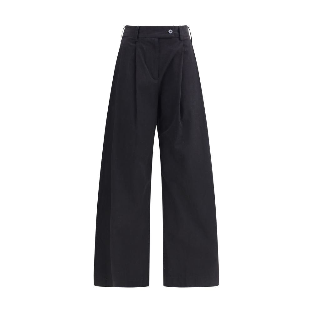 Ella Black Cotton Casual Pants Ella