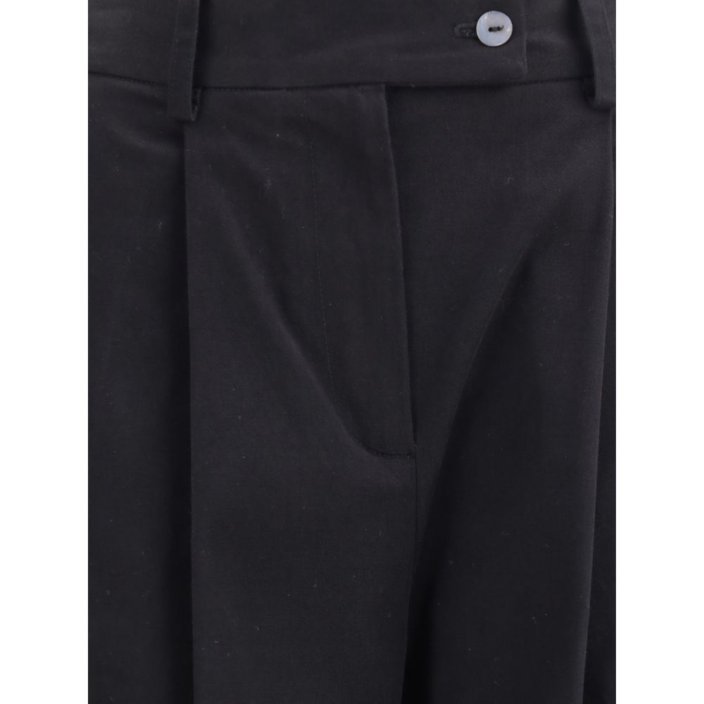 Ella Black Cotton Casual Pants Ella