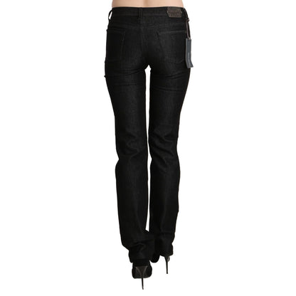 Ermanno Scervino Black Mid Waist Skinny Slim Denim Trouser