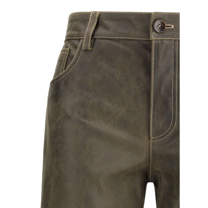 Etro Brown Leather Pants Etro