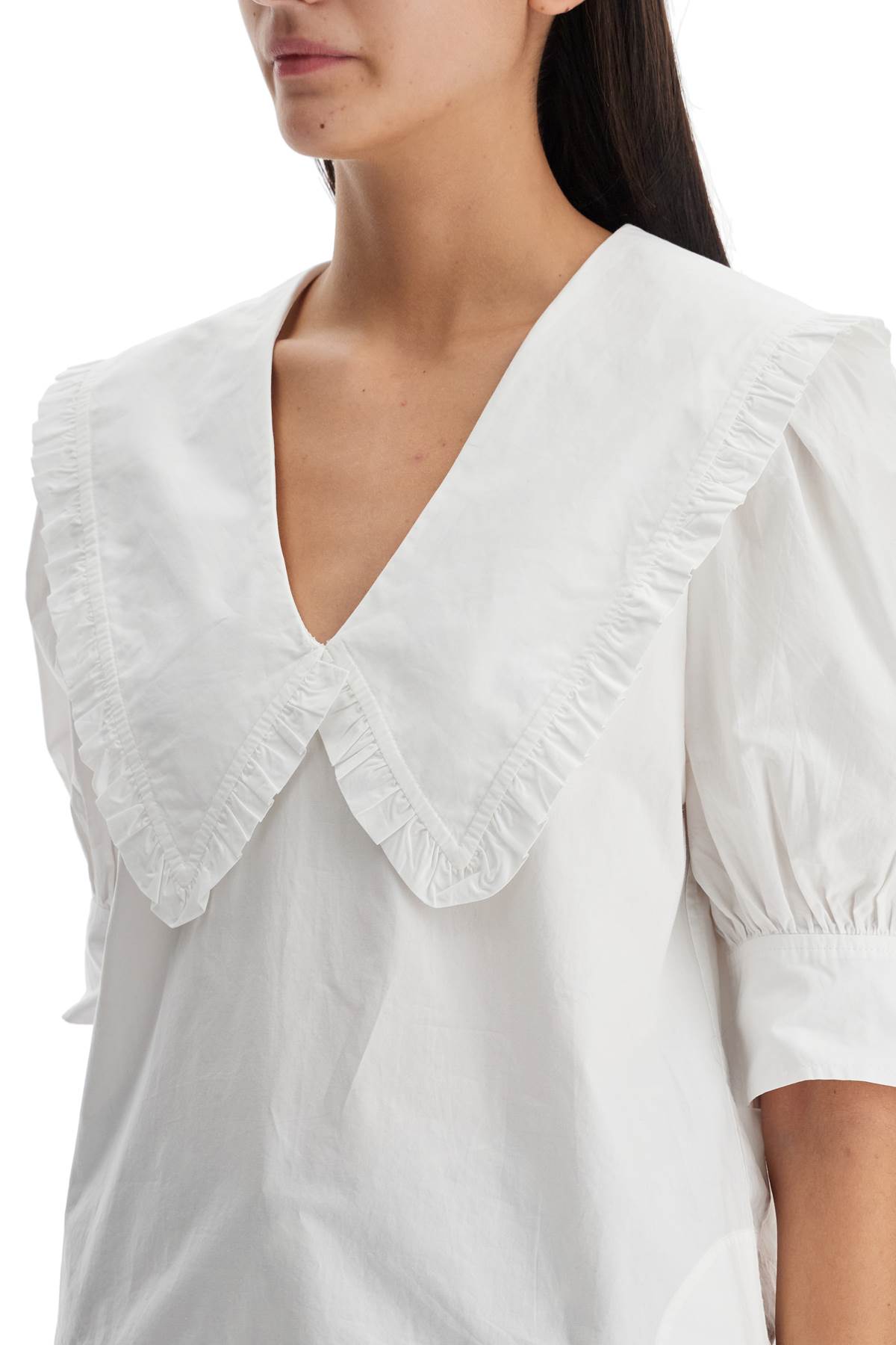 Ganni blouse with exaggerated collar and ruffle Topwear Ganni