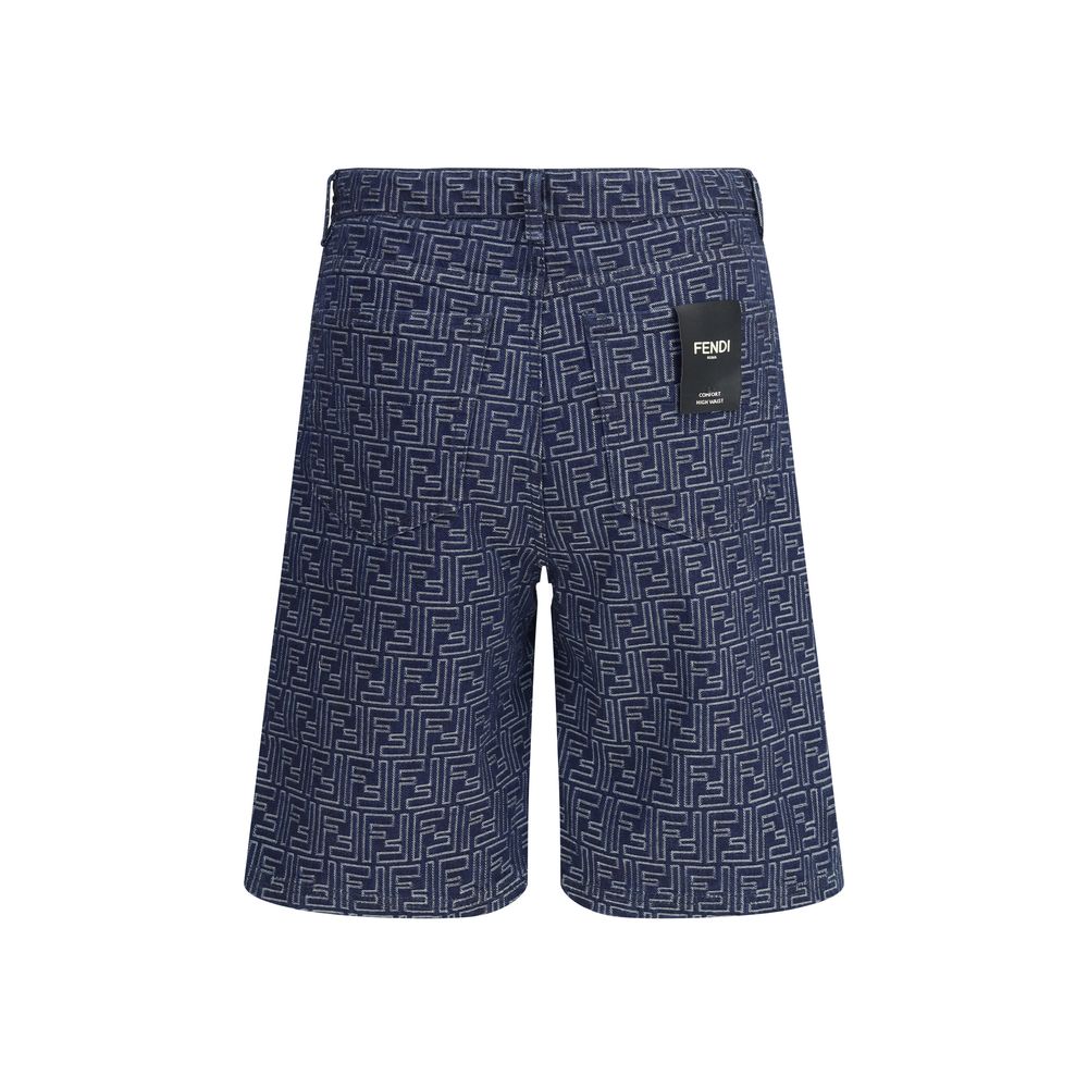 Fendi Blue Cotton Bermuda Shorts Fendi
