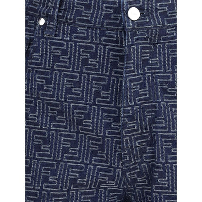 Fendi Blue Cotton Bermuda Shorts Fendi