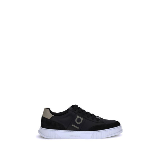 Ferragamo Black Calf Leather Bos Taurus Low Top Sneakers Ferragamo