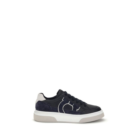 Ferragamo Blue Calf Leather Bos Taurus Low Top Sneakers Ferragamo