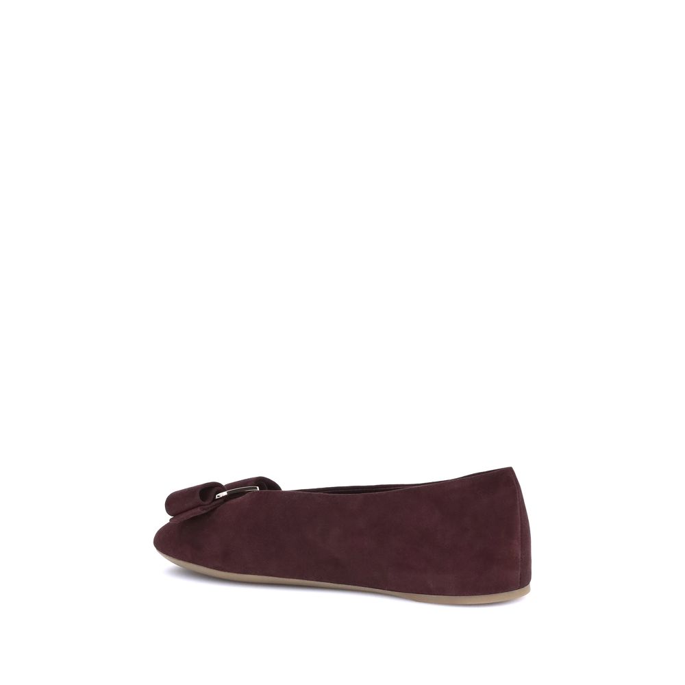 Ferragamo Bordeaux Goatskin Ballet Flats Ferragamo