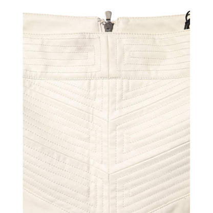 Guess Beige Faux Leather Quilted Mini High Waist Women Skirt