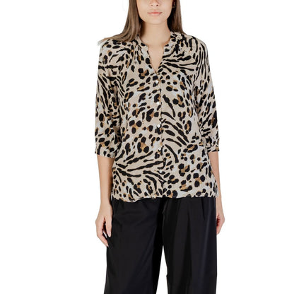 ICHI Beige Viscose Blouse ICHI