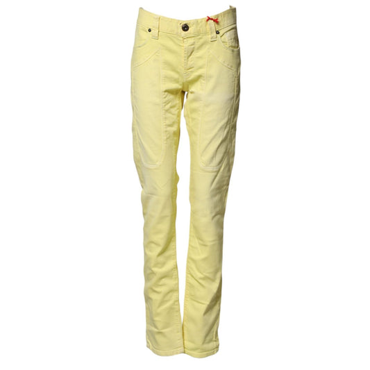 Jeckerson Yellow Mid Waist Straight Fit Men Denim Trouser Jeans Jeckerson