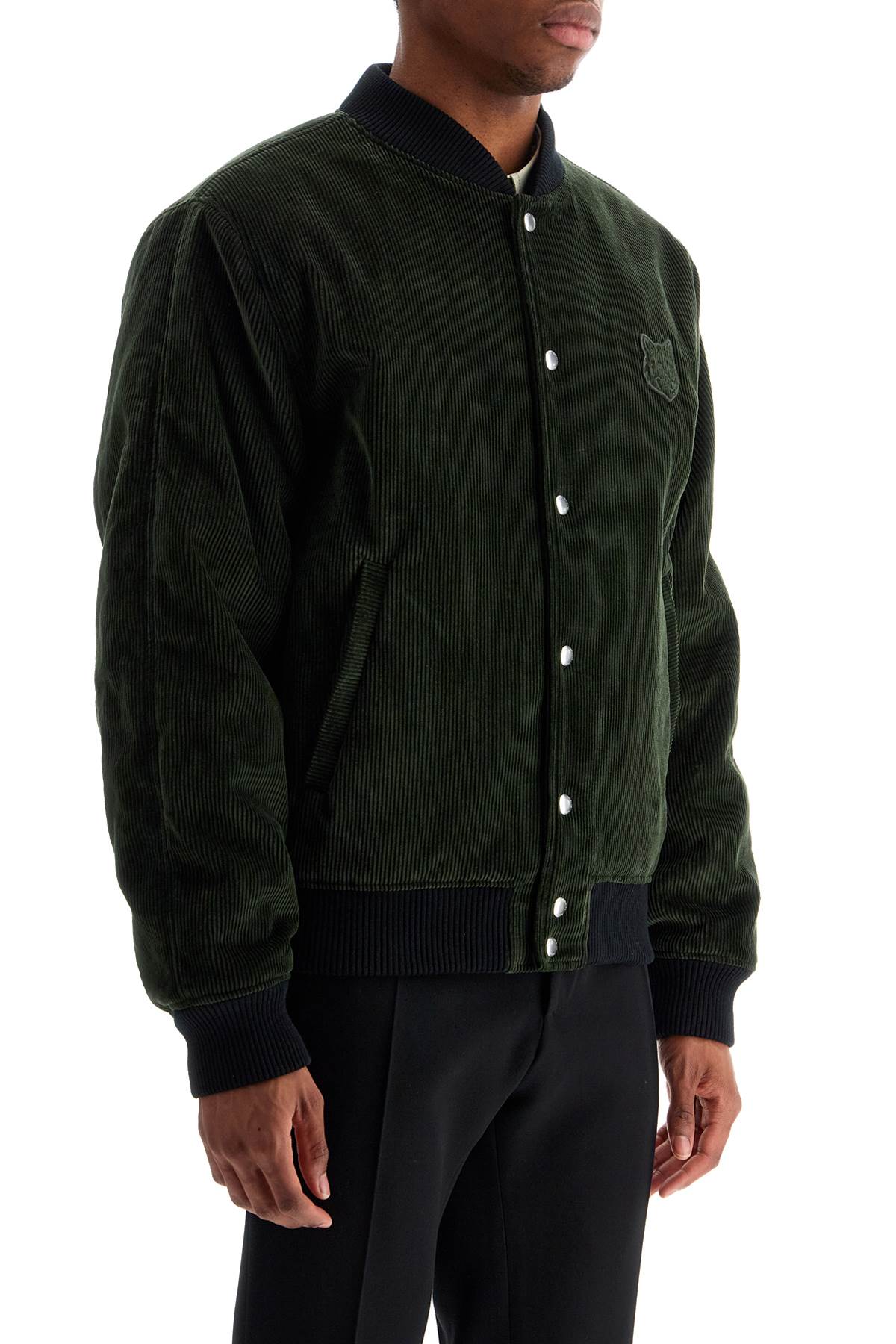 Maison Kitsune ranger green polyester bomber with embroidered logo Jackets Maison Kitsune