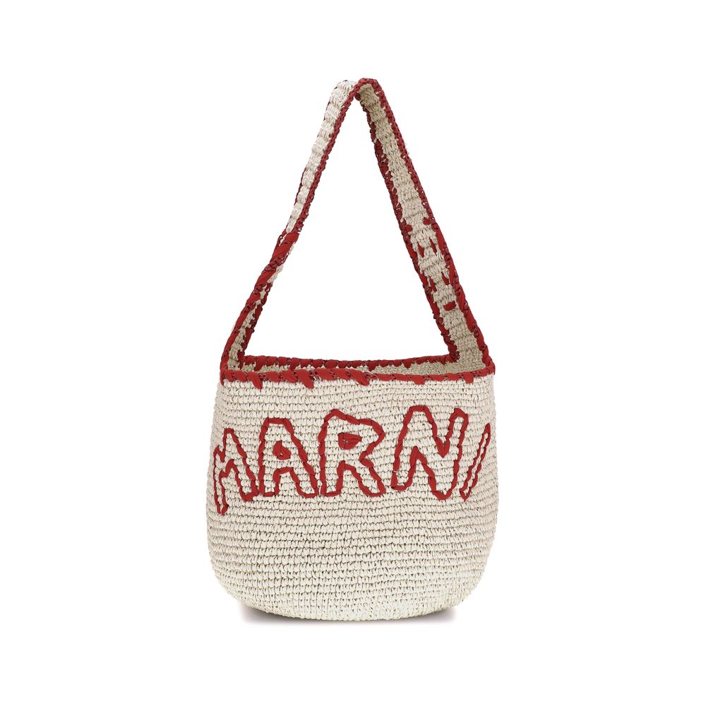 Marni Beige Raffia Shoulder Bag
