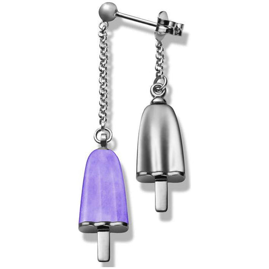 AMBROSINI JEWELS -  ORECCHINI doppi ARGENTO 925° ghiacciolo finitura bianca pietra viola DESIGNER FASHION JEWELLERY AMBROSINI JEWELS