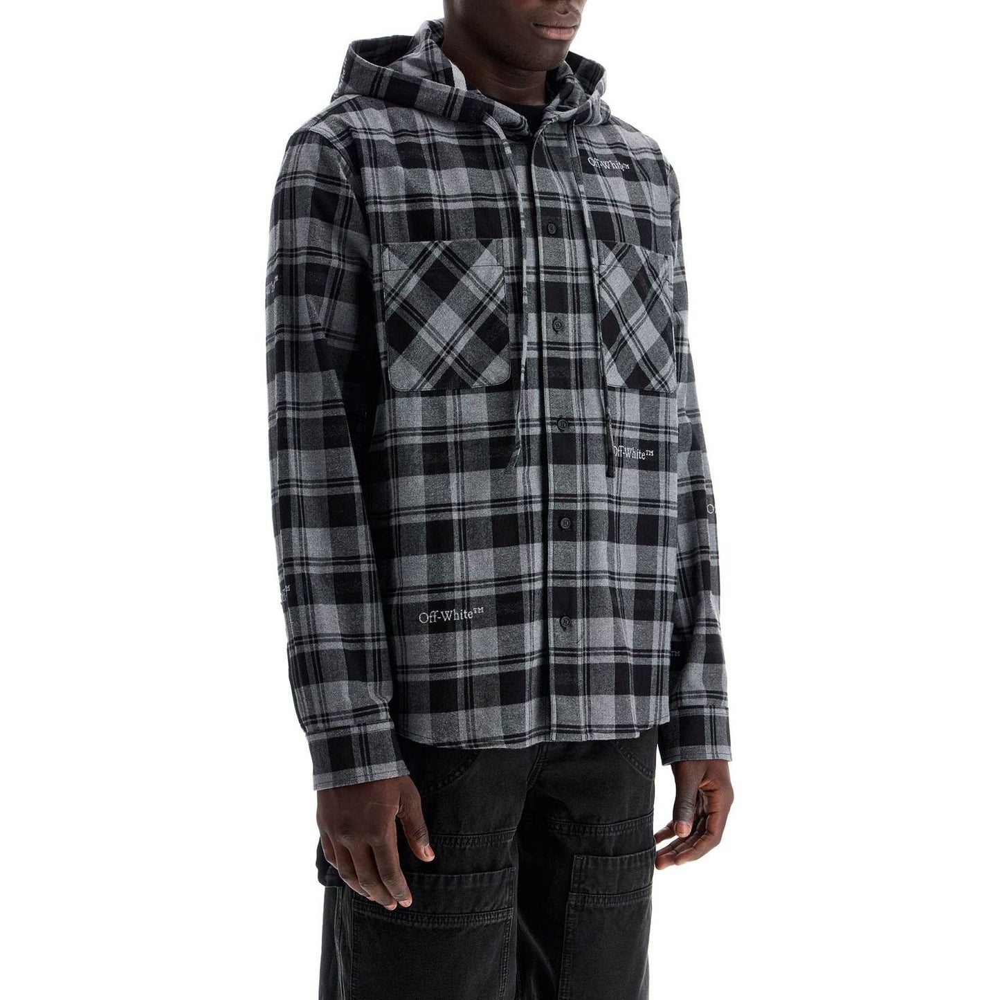 Off-White checked overshirt with hood Vests Off-White