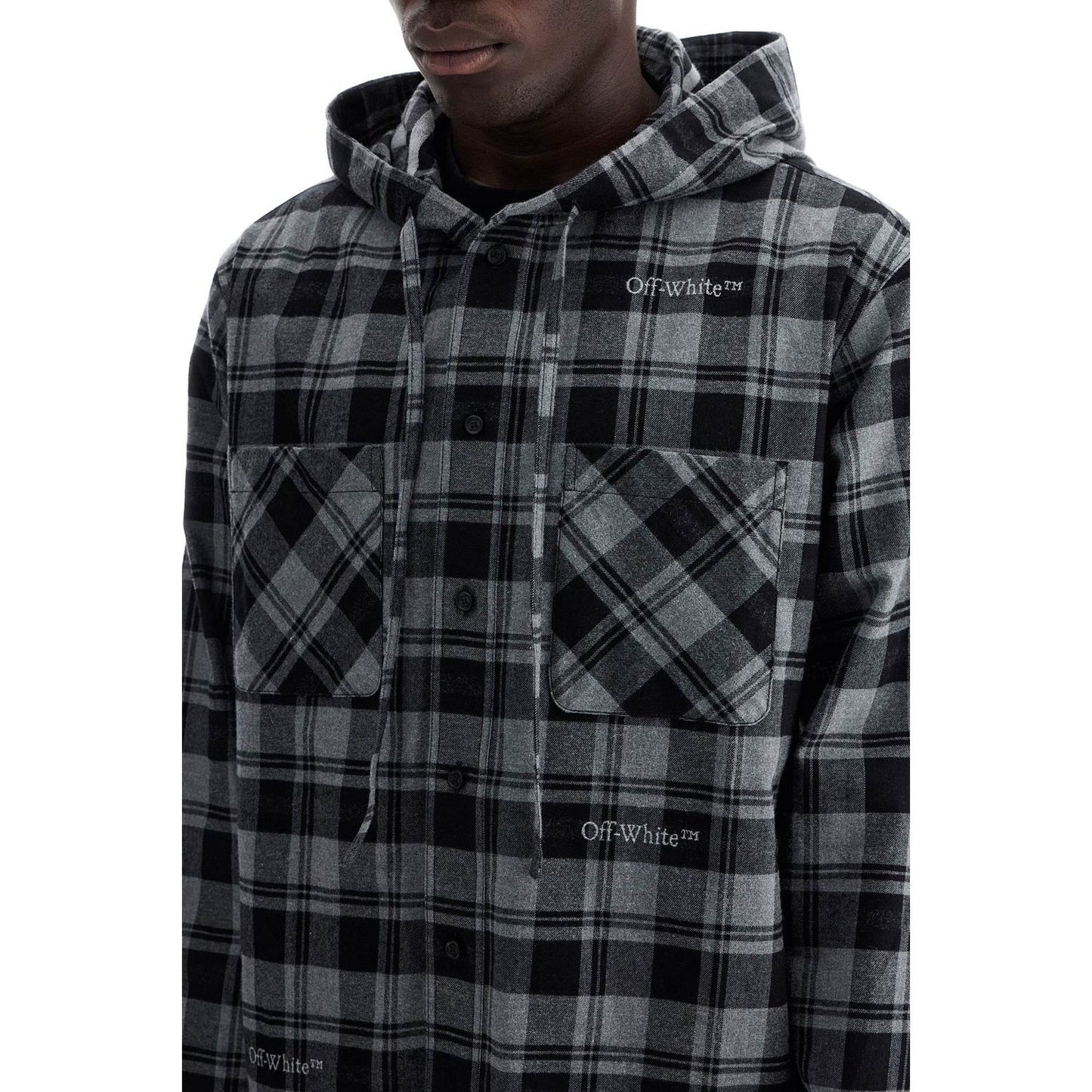 Off-White checked overshirt with hood Vests Off-White