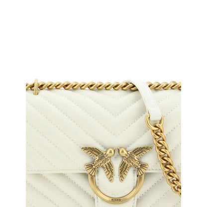 PINKO White Leather Love One Mini Shoulder Bag