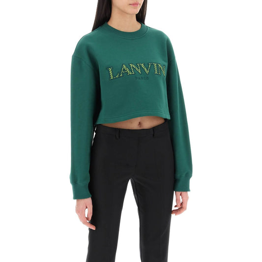 Lanvin cropped sweatshirt with embroidered logo patch Topwear Lanvin