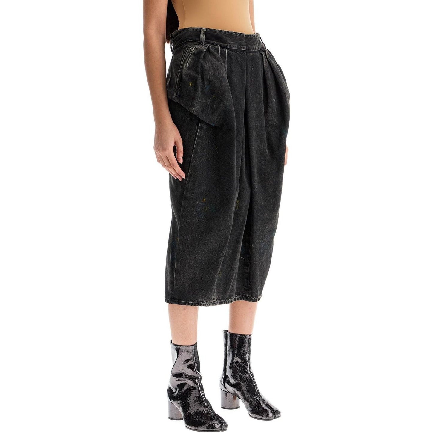 Maison Margiela black cotton vintage effect high-waisted skirt Skirts Maison Margiela