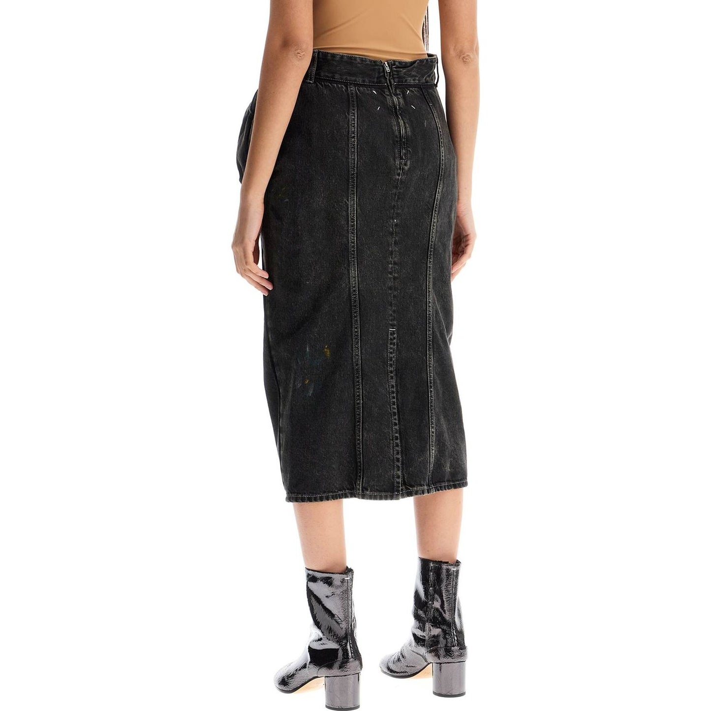 Maison Margiela black cotton vintage effect high-waisted skirt Skirts Maison Margiela