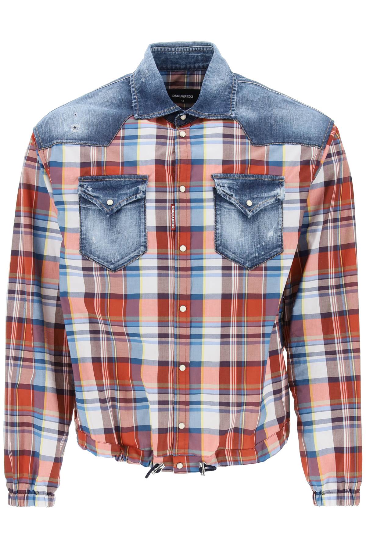 Dsquared2 plaid western shirt with denim inserts Shirts Dsquared2