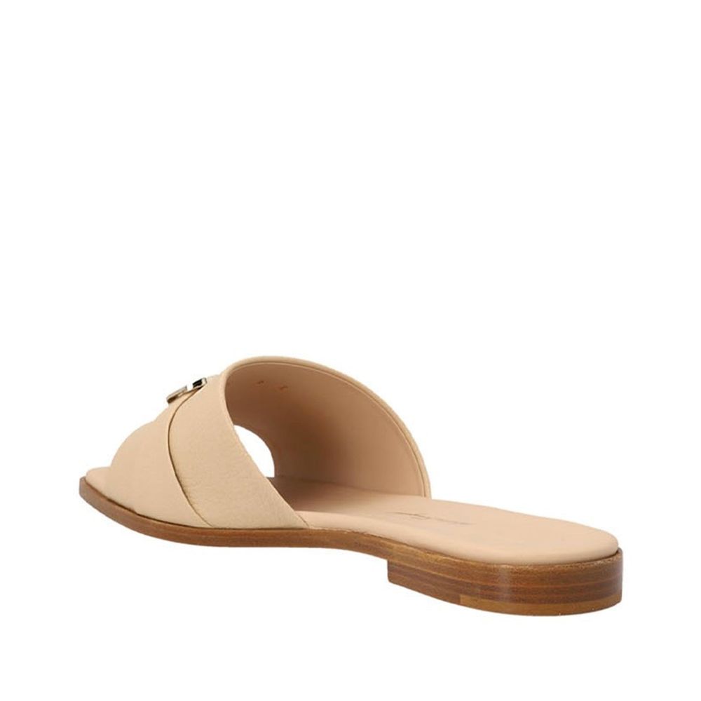 Salvatore Ferragamo Beige Calfskin Flat Sandals