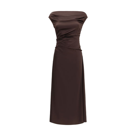 Staud Brown Silk Cocktail Dress Staud