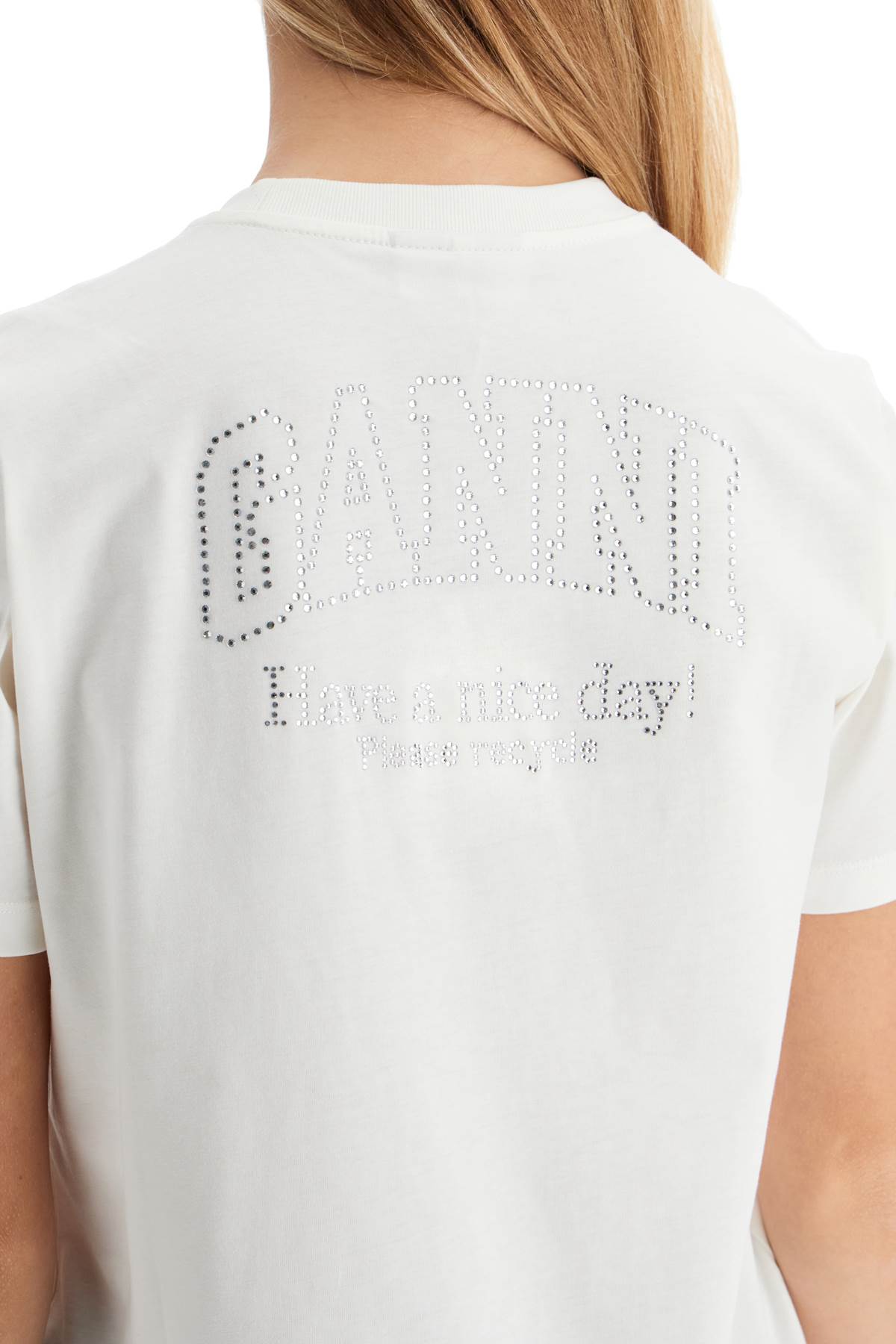 Ganni Ganni 'logo rhinestone t-shirt