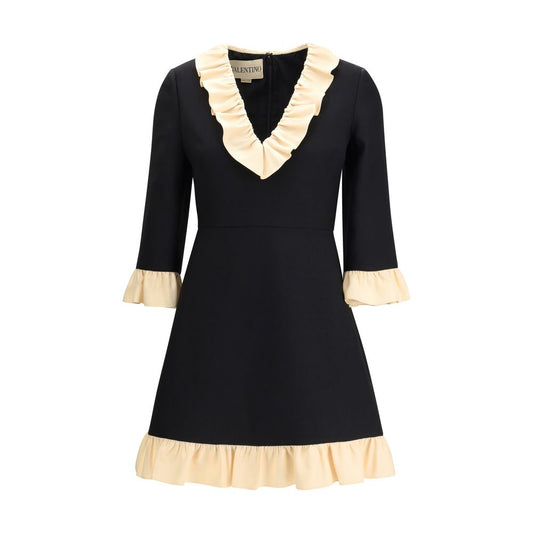 Valentino Black Fleece Wool Cocktail Dress Valentino