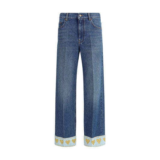 Valentino Blue Cotton Straight-Leg Jeans