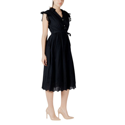 Vila Clothes Black Cotton Midi Dress