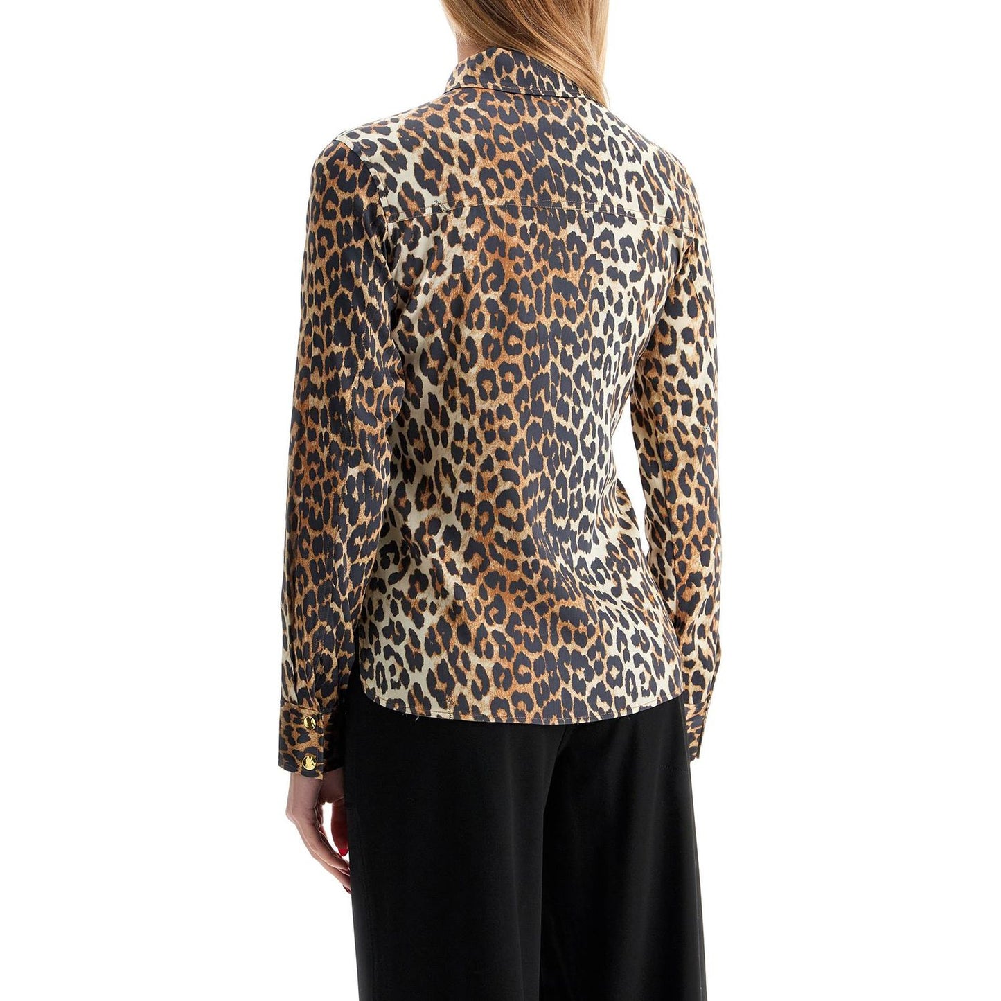 Ganni leopard print satin shirt