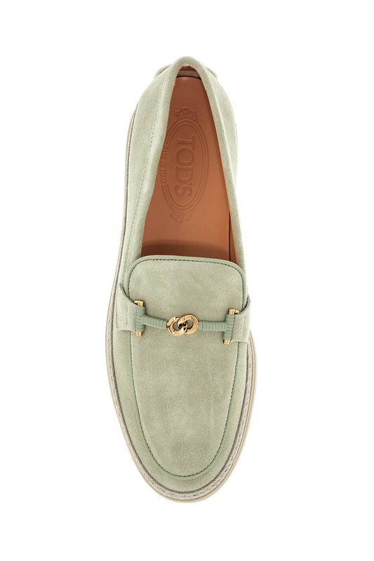 Tod'S oil green calfskin loafers with leather sole and gold detail Loafers Tod'S