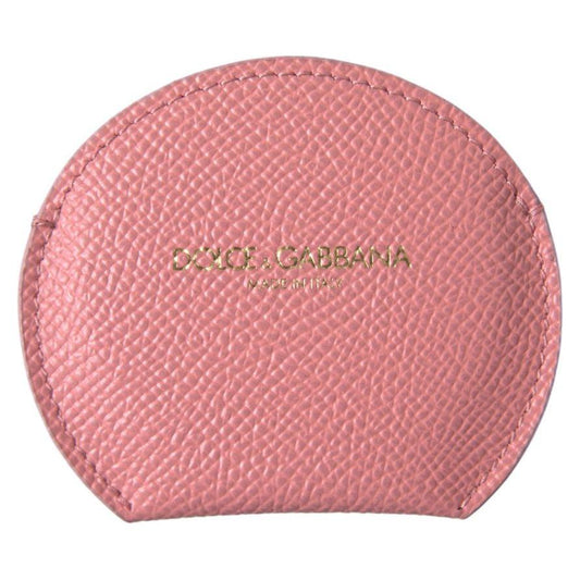 Dolce & Gabbana | Pink Calfskin Leather Round Mirror Holder | McRichard Designer Brands