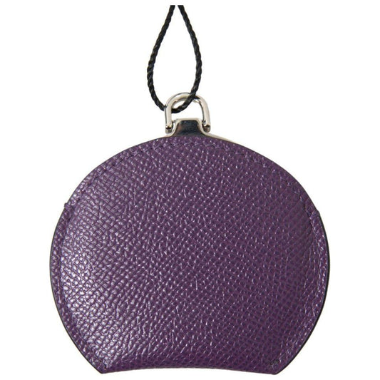 Dolce & Gabbana | Purple Calfskin Leather Round Hand Mirror Holder | McRichard Designer Brands