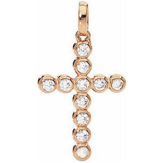 AMEN Mod. CROCE PICCOLA Argento IP Oro rosa e Zirconi AMEN