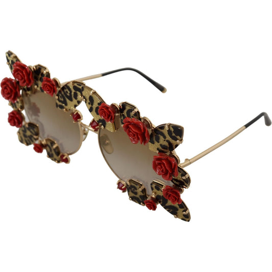 Dolce & Gabbana | Gold Metal Frame Roses Embellished DG2207B Sunglasses  | McRichard Designer Brands