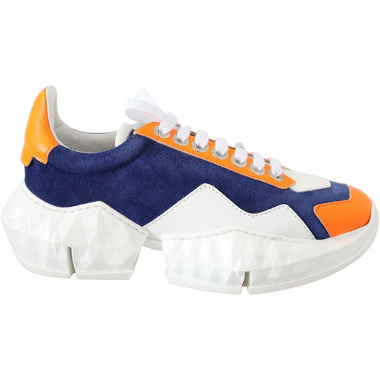 Jimmy Choo | Diamond Blue Orange Leather Sneaker  | McRichard Designer Brands
